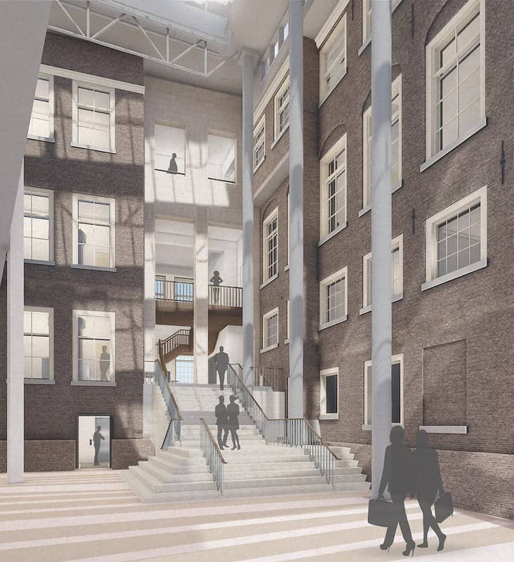 Situatie Schepelhal met trap richting Oude Zaal