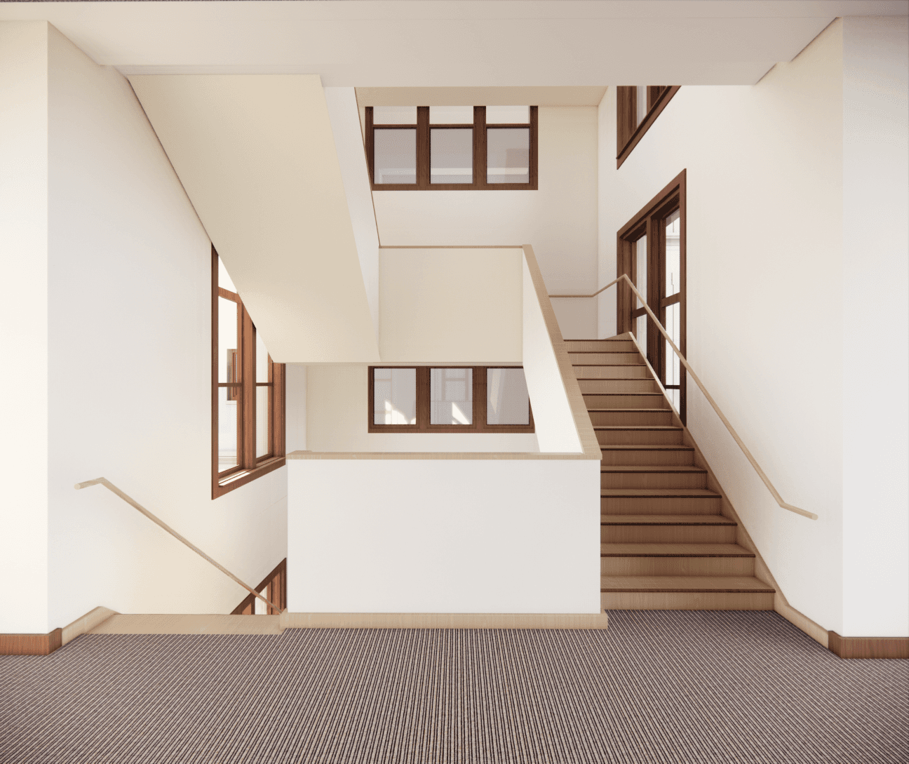 Impressie trap op verdieping in gebouw K