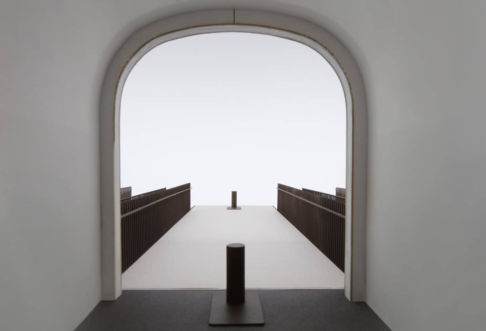 Maquette drie bruggen gezien door de poort