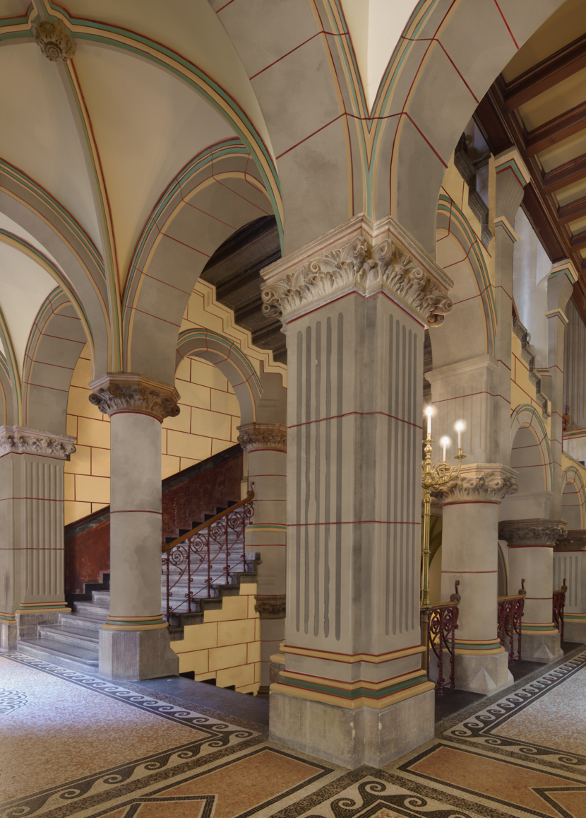 Impressie trappehuis gebouw J met nieuw schilderwerk