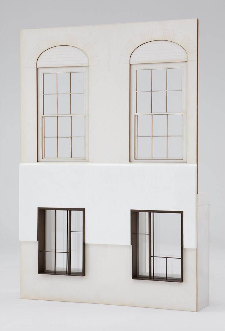Maquette van deel gevel met vier ramen