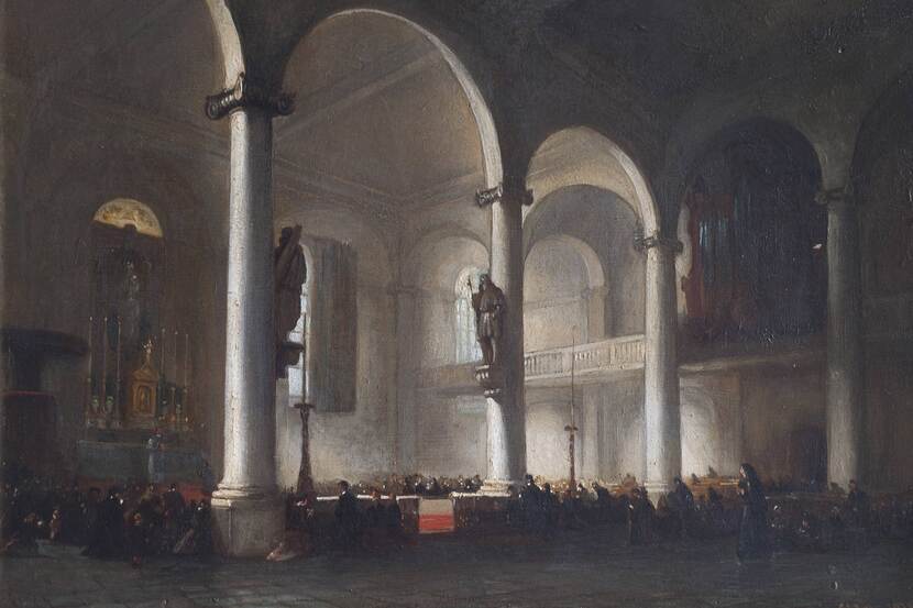 Schilderij van C.J.Behr uit 1848 met het interieur van de Hofkapel